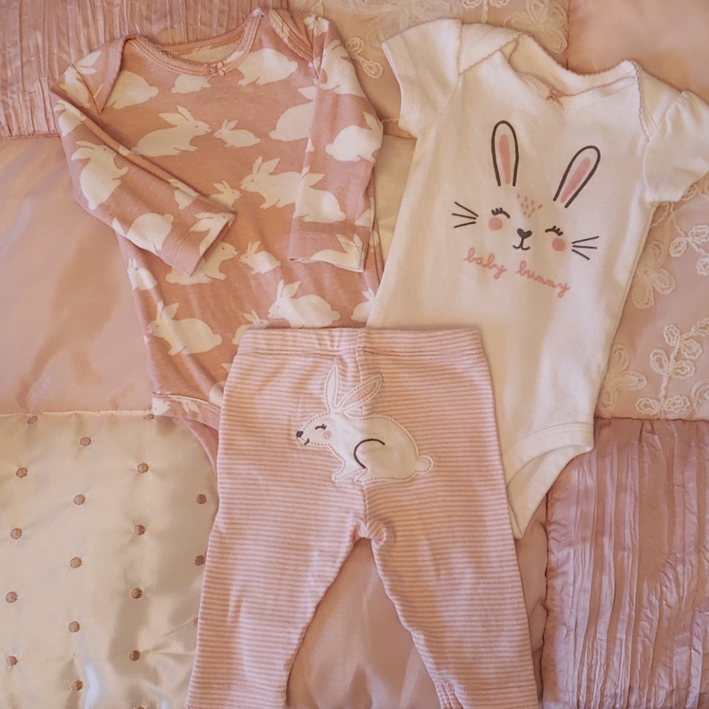 Carters 3piece bunny onesie set